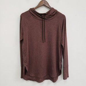 Athleta Womens Uptempo Hoodie Size L Cowl Neck Heathered Red Soft Activewear